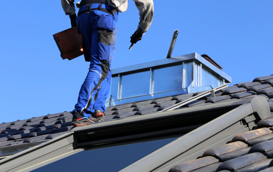 Professional residential roof maintenance and flashing repair on a home in League City, TX Professional residential roof maintenance and flashing repair on a home in League City, TX
